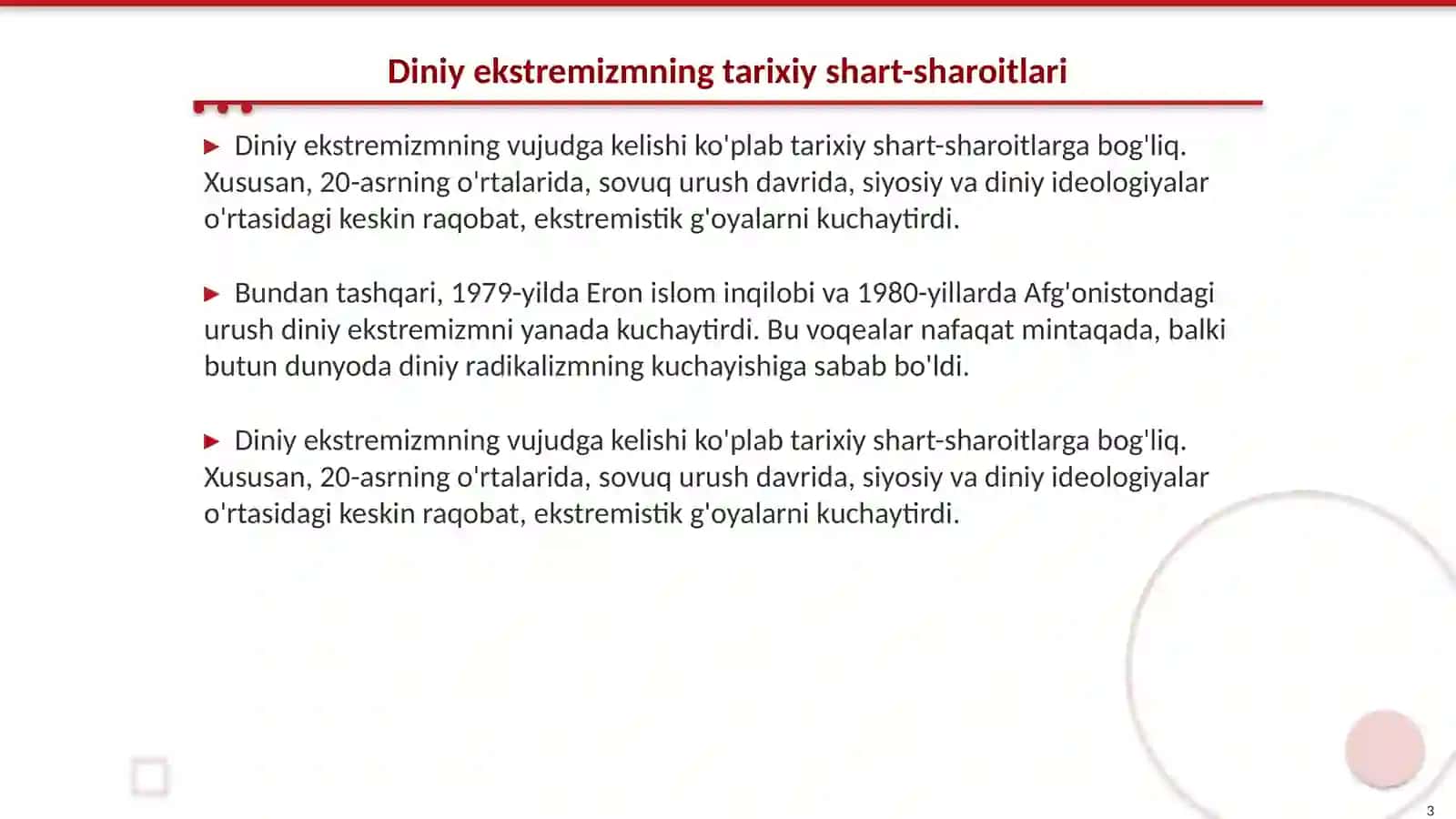 Diniy ekstrimizim va terorizim vujudga kelishining tarixiy shart sharoit va ijtimoyi gʻoyaviy ildizlari 3