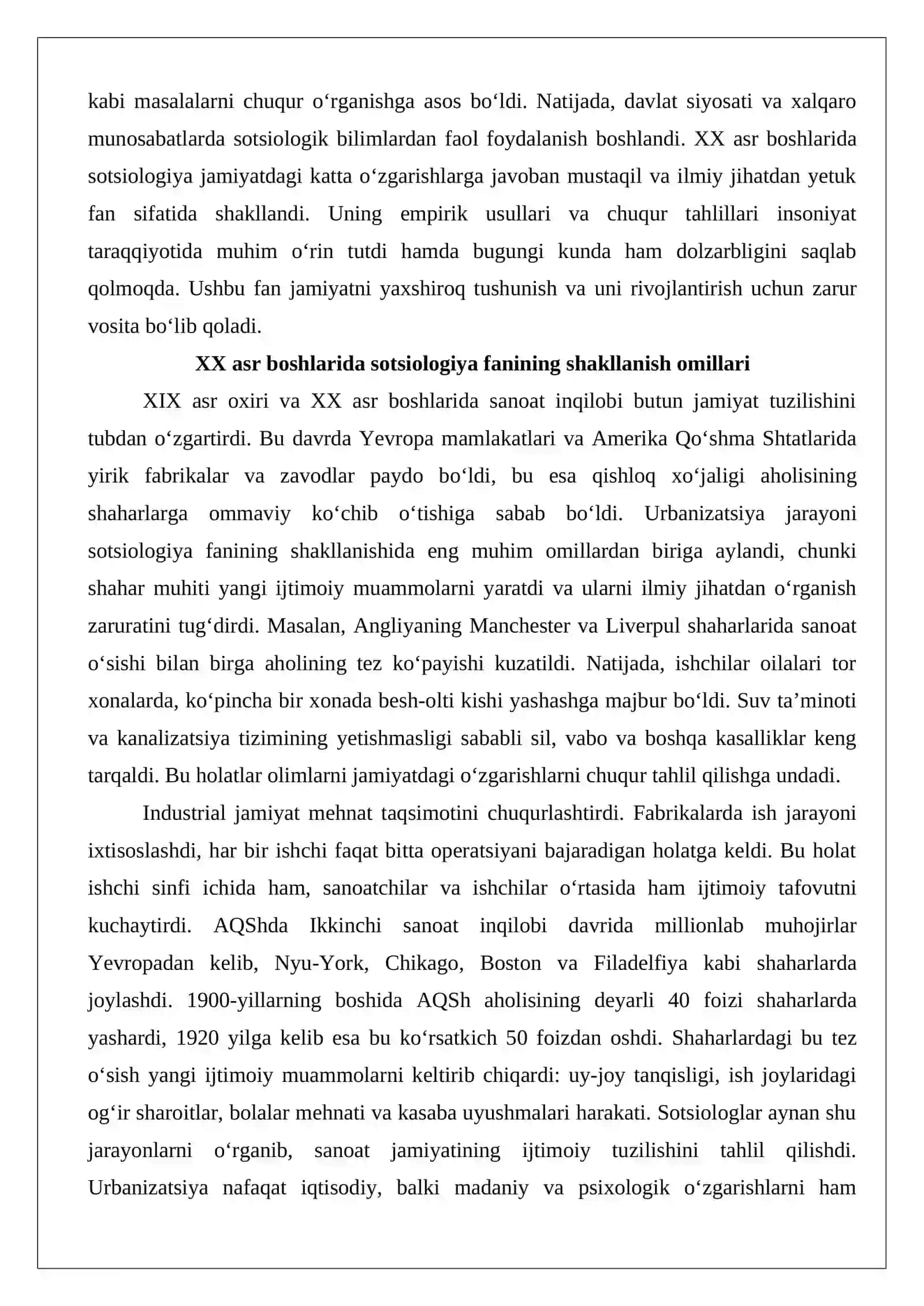 XX asr boshlarida sotsiologiyaning rivojlanishi 3