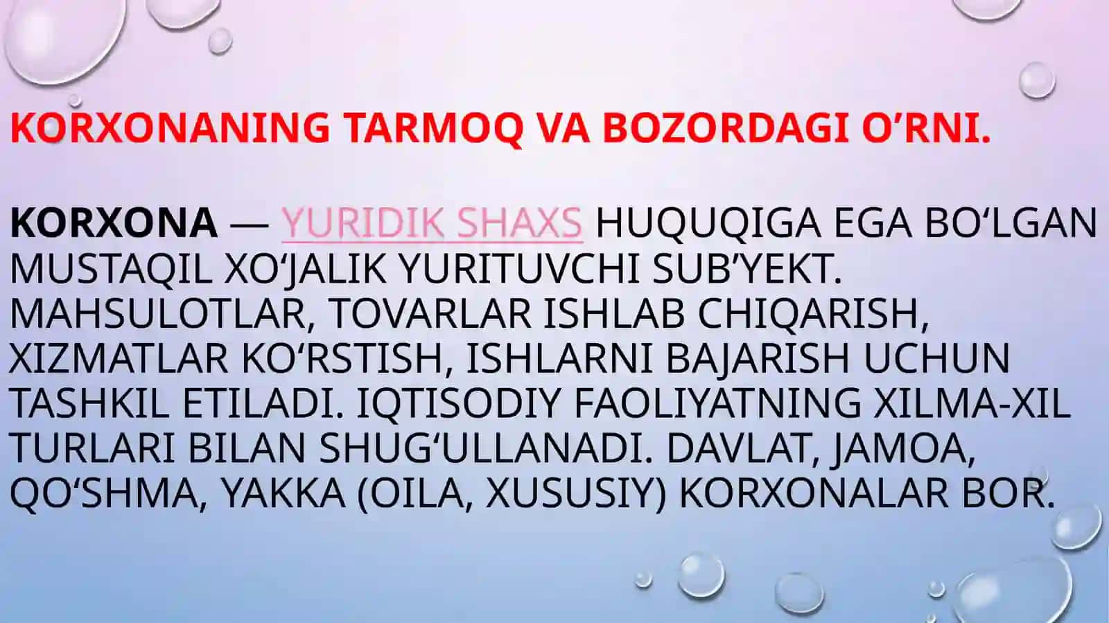 Biznesloyi hadakorxona va mahsulotlarning tavsifi 3