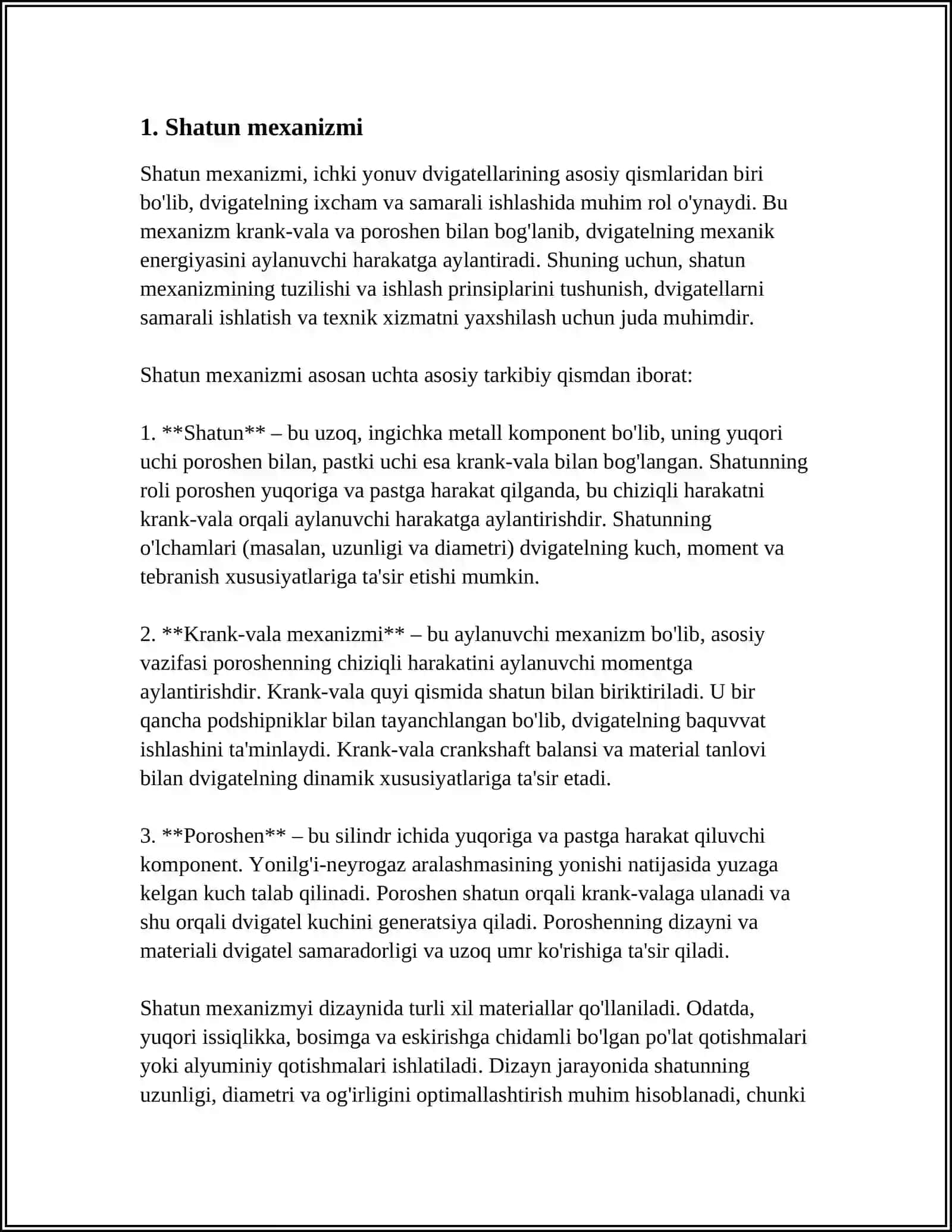 SHATUN - PORSHEN GURUHI DETALLARI VAZIFASI VA TUZILISHI 3