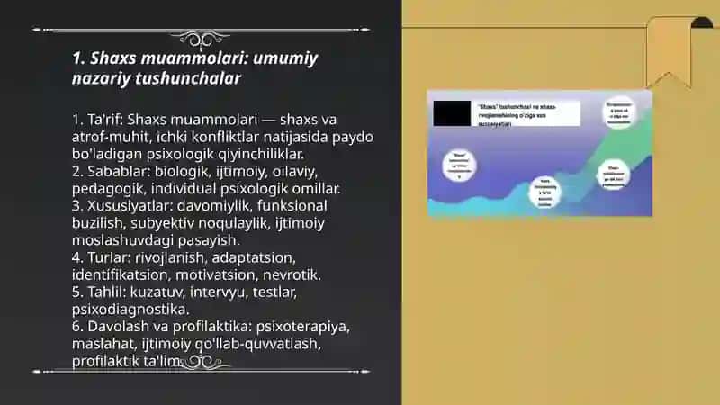 Shaxs muammolari xarakter mijos tushunchalari 3