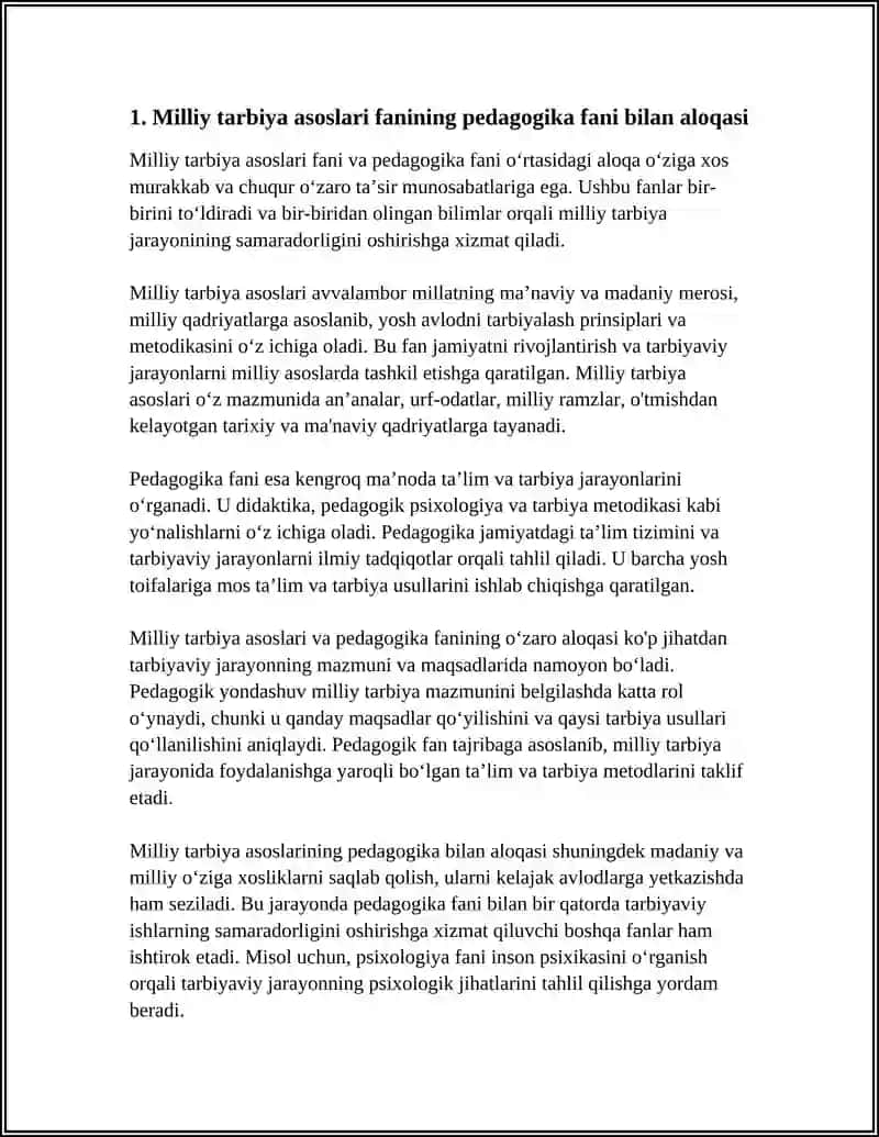 MILLIY TARBIYA ASOSLARI FANINING PEDAGOGIKA FANI BILAN ALOQASI 3