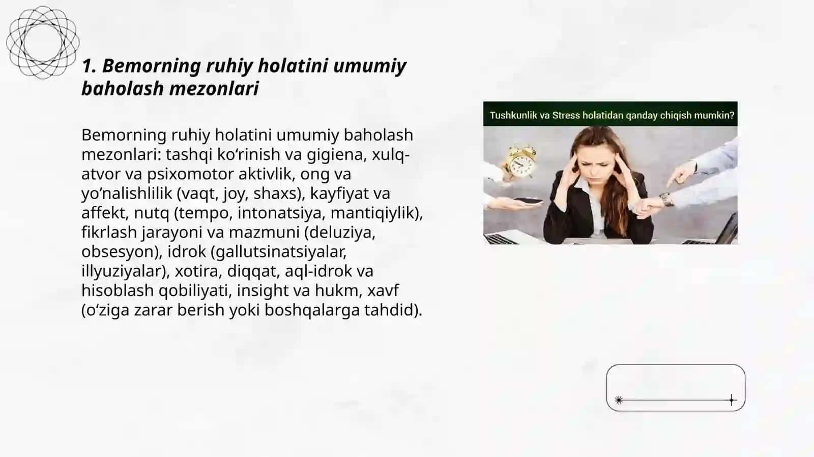 Bemorning ruhiy holatini umumiy baholash mezonlari 3