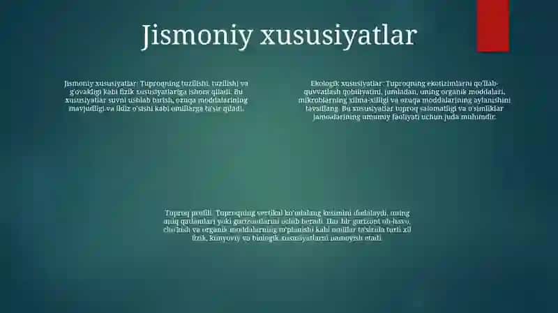 Tuproqning Ekologik Xususiyatlari 3