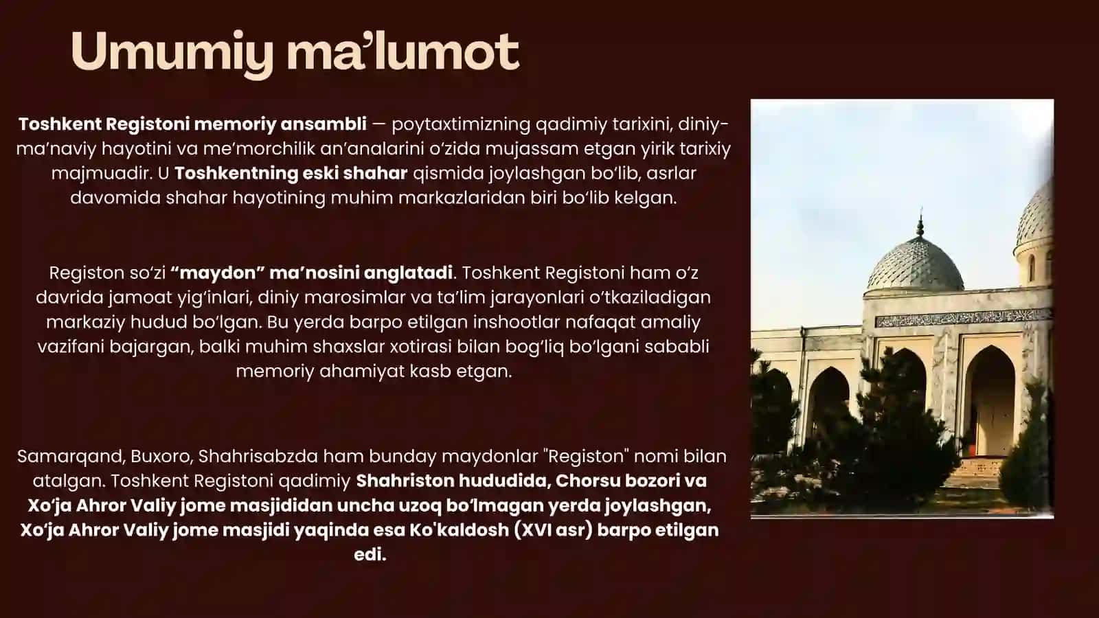Toshkent registoni me’momoriy majmuasi 3