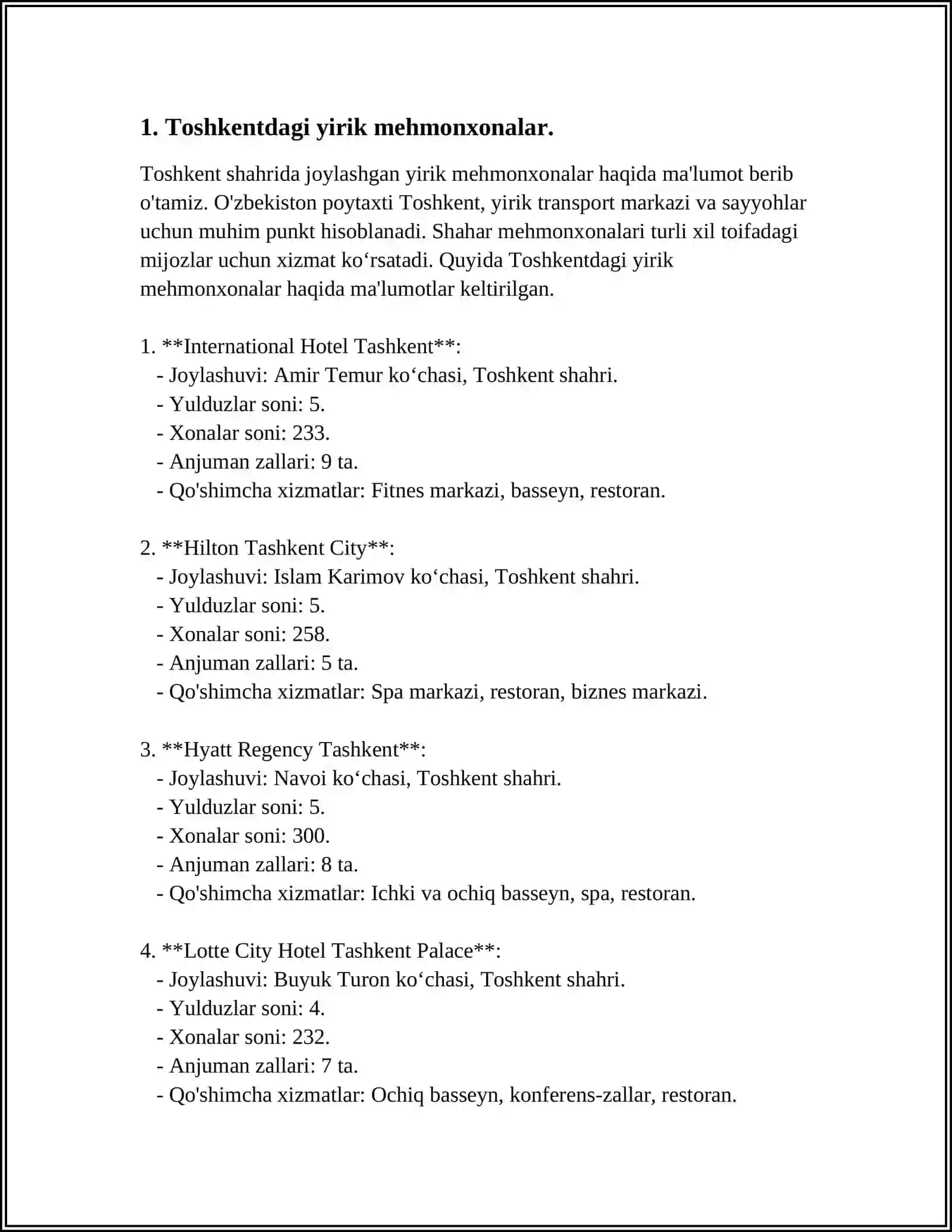 TOSHKENT MEHMONXONALARI 3