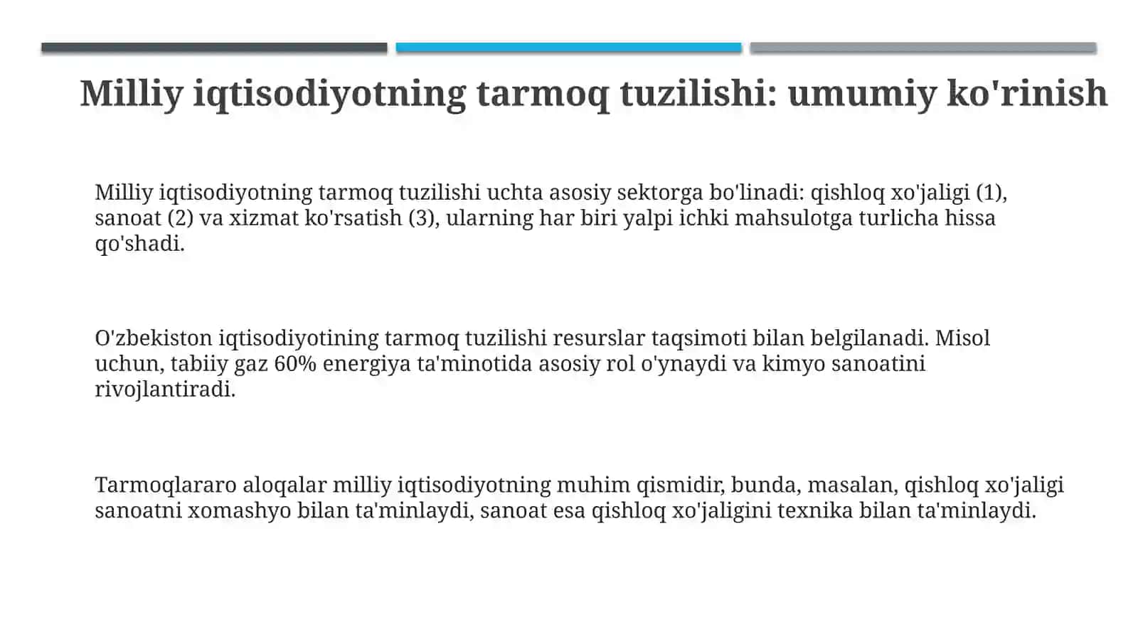 Milliy iqtisodiyotning tarmoq tarkibi va tahlili 3