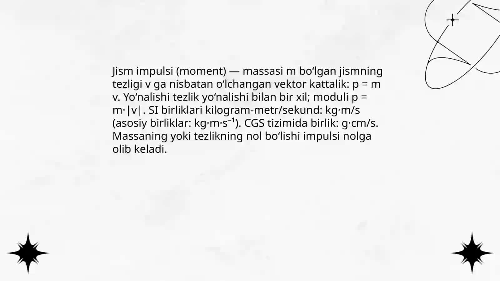 Jism impulsi. Impulsning saqlanish qonuni 3