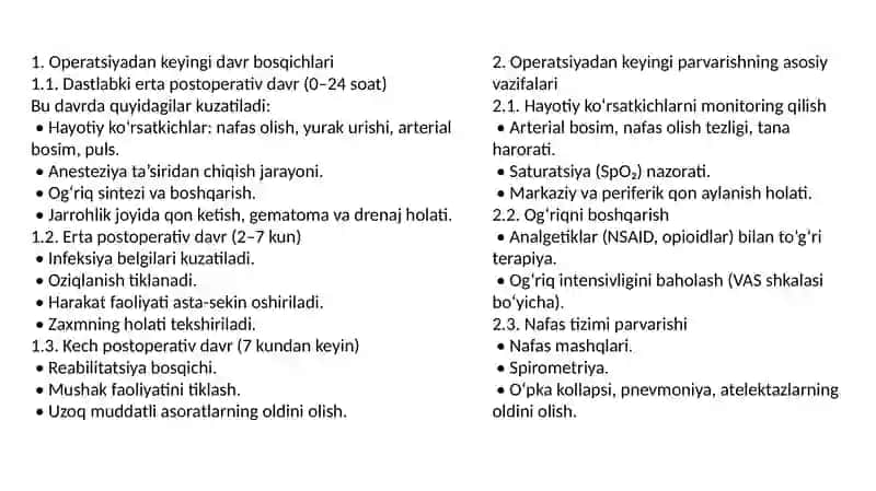 Operatsiyadan keyingi parvarish:Tashkillashtirish va sifat nazorati 3