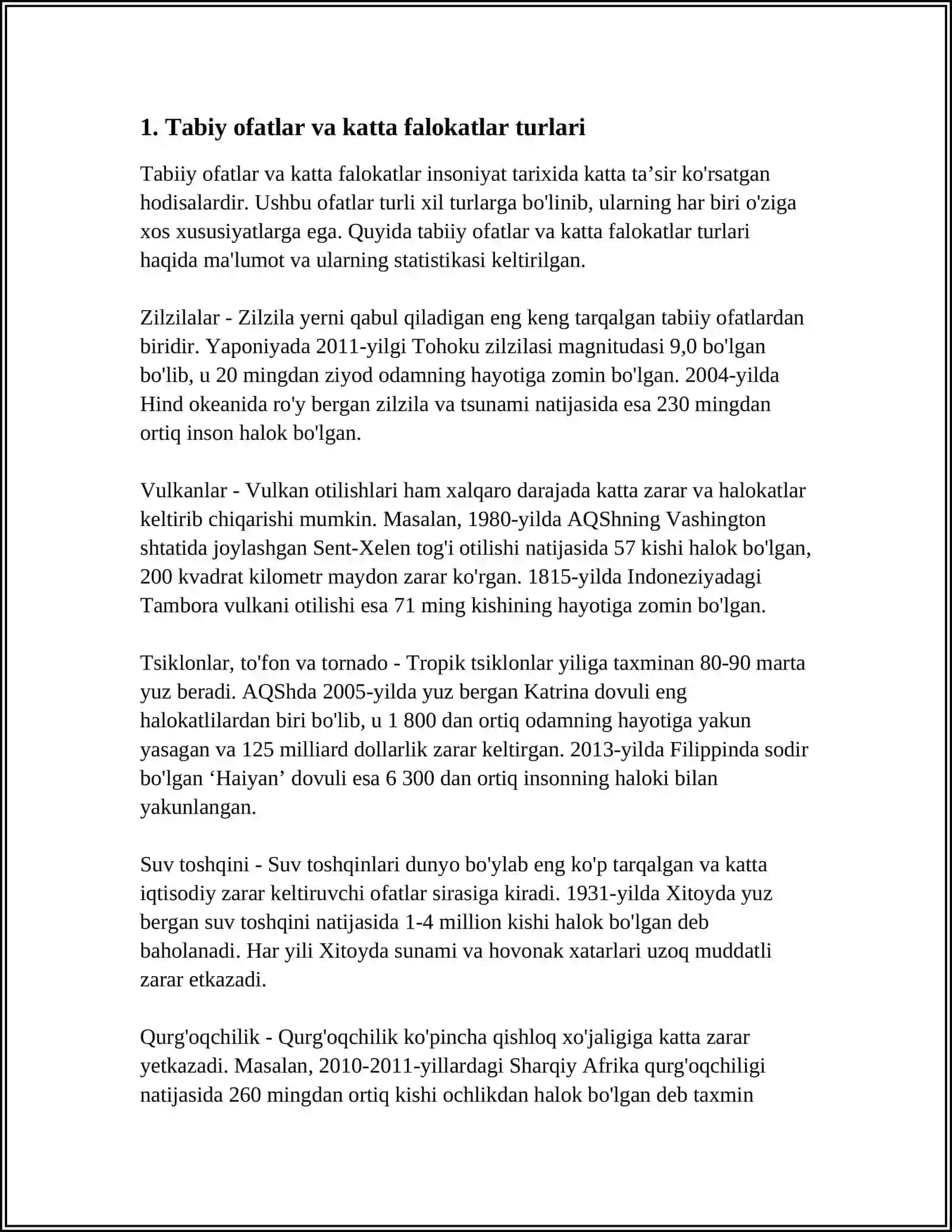 AHOLINING TABIIY OFATLAR, KATTA FALOKATLAR VA TALOFATLARDA TIBBIY JIHATDAN TAMINLANISHINI TASHKIL ETISH 3