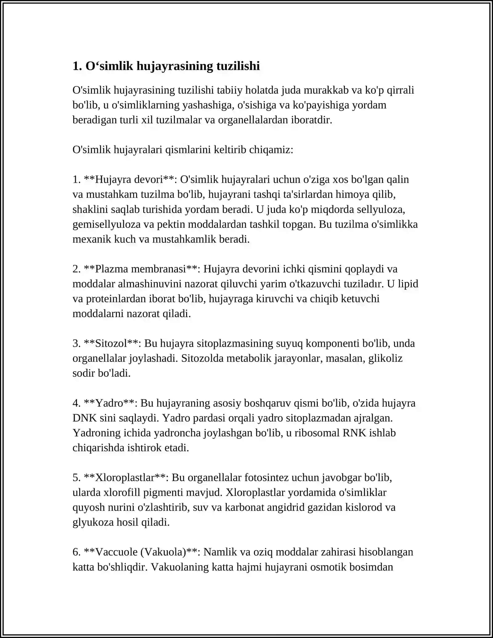 Oʻsimlik hujayrasining tuzilishi va ontogenezi 3
