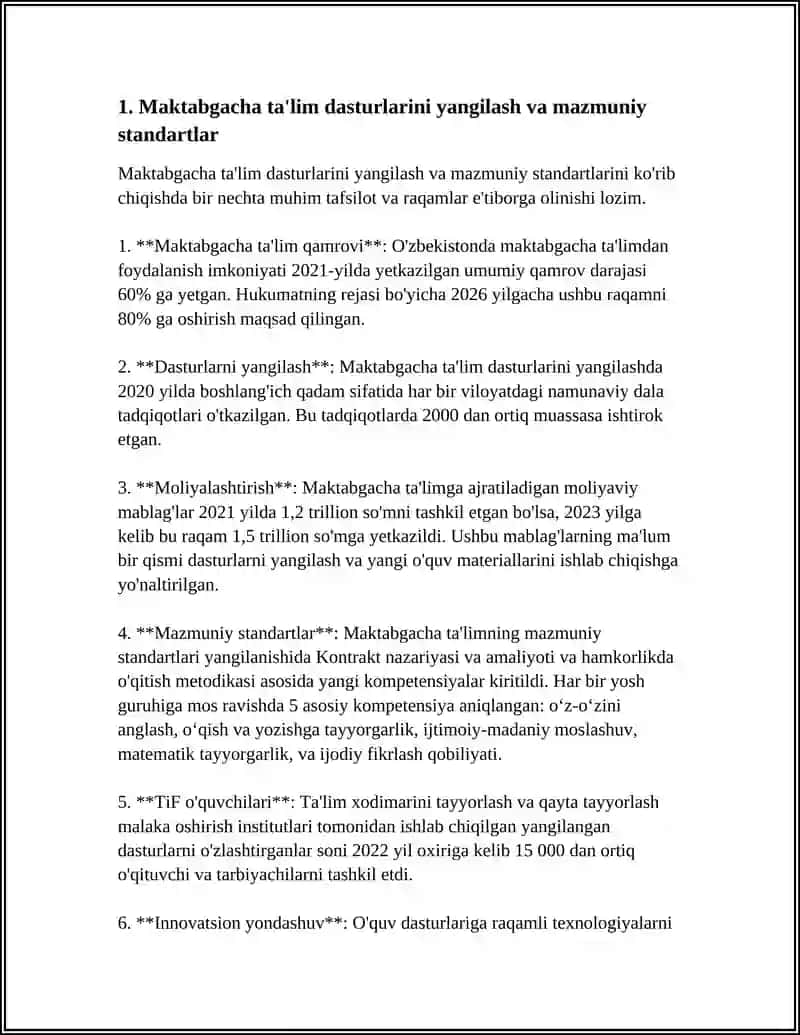 Maktabgacha ta'lim tizimini rivojlantirishning ustuvor yonalishlari 3