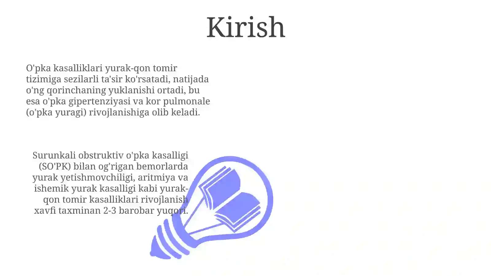 O'pka kasalligidan kelib chiqadigan Yurak qon tomir tizimining kasalliklari 3