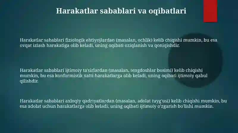 Harakatlar qiziqishlar va fikrlar 3