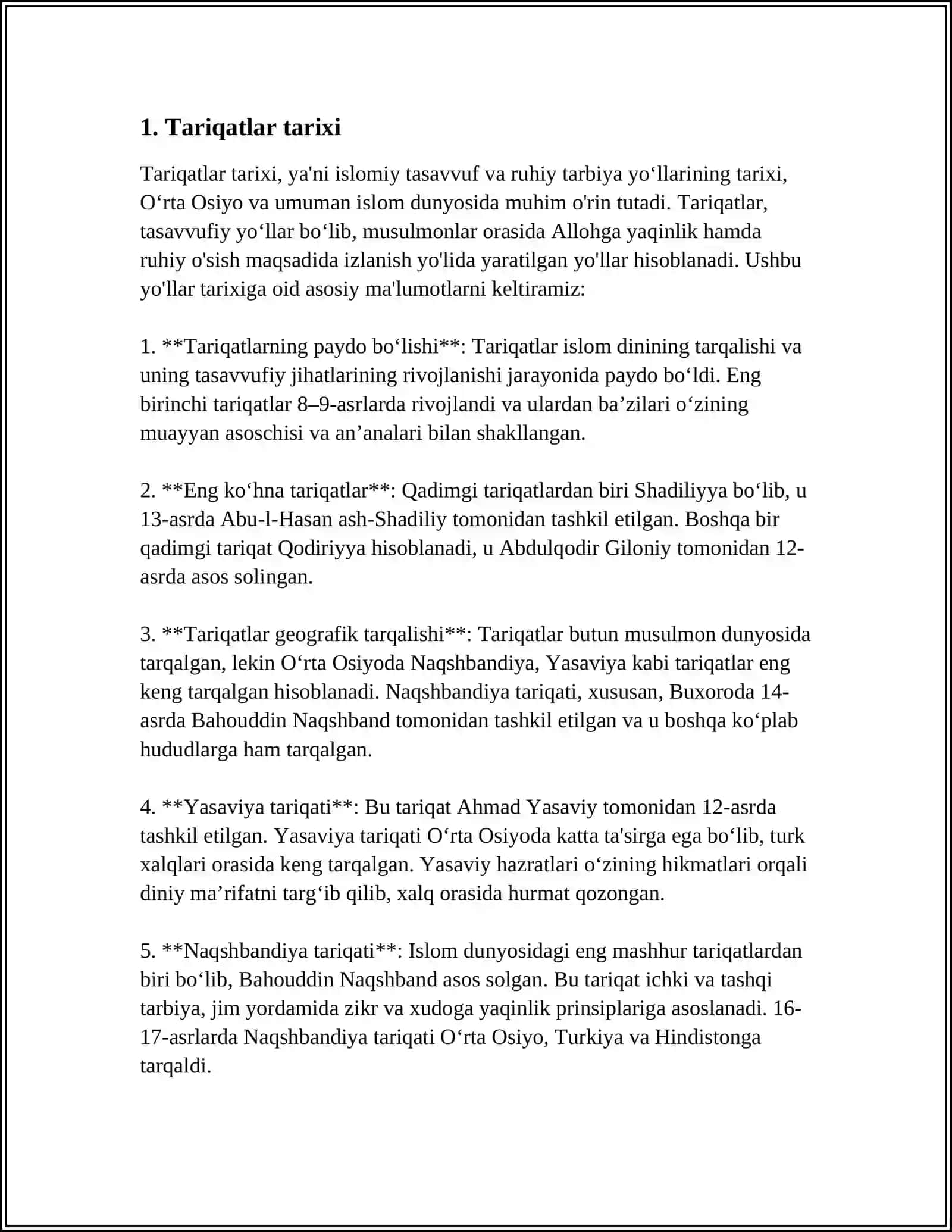 Tariqatlar va ularning o'zig a xos xususiyatlari 3