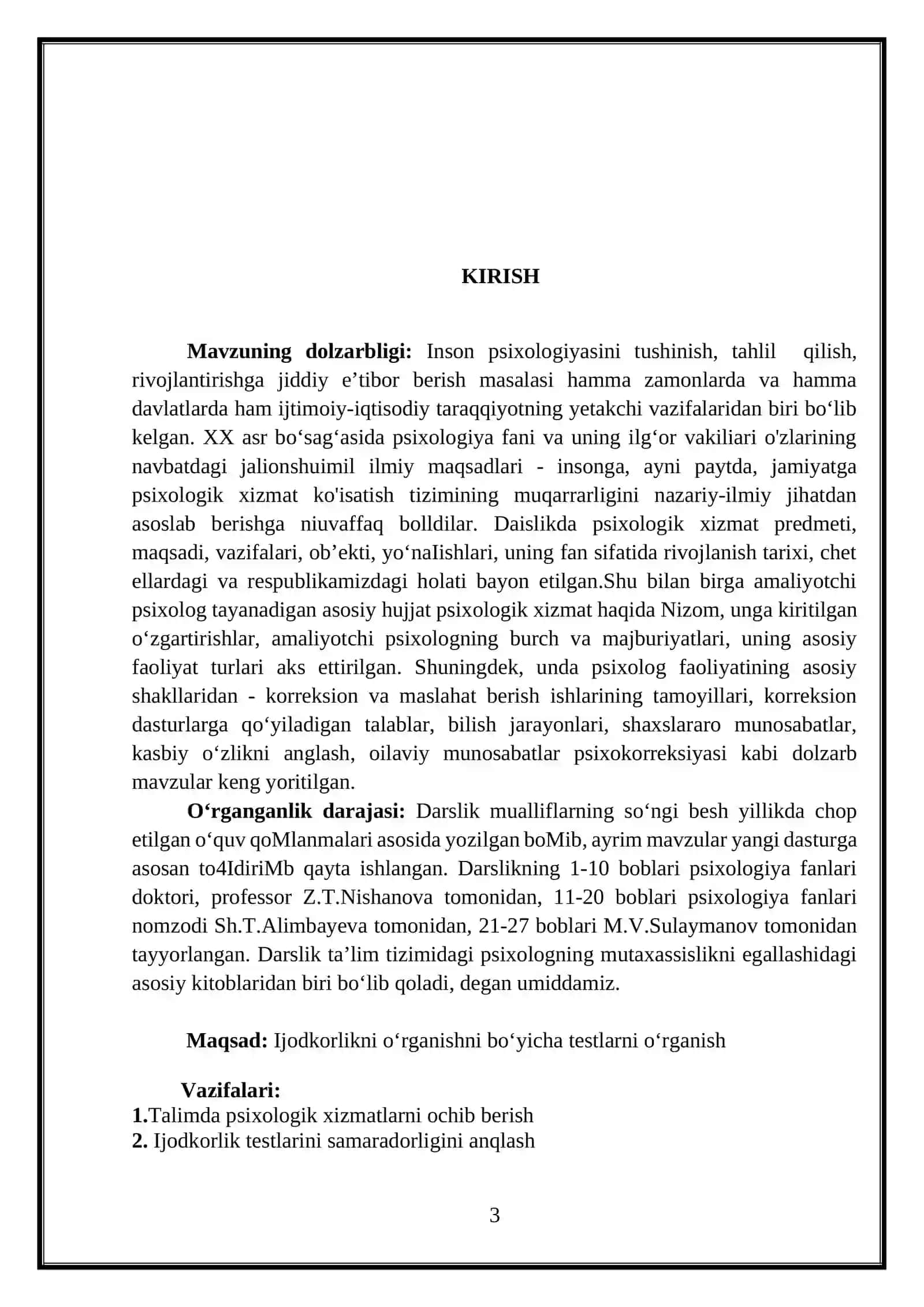 IJODKORLIKNI O‘RGANISH TESTLARI 3