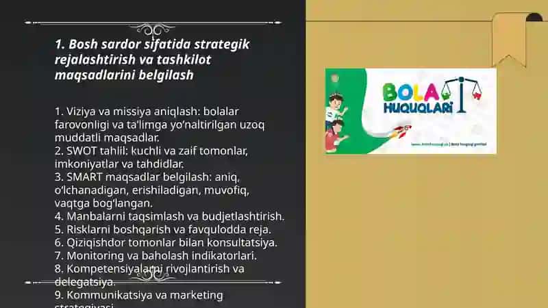 Bolalar tashkilotiga bosh sardorlik uchun strategiyalar va loyihalar 3