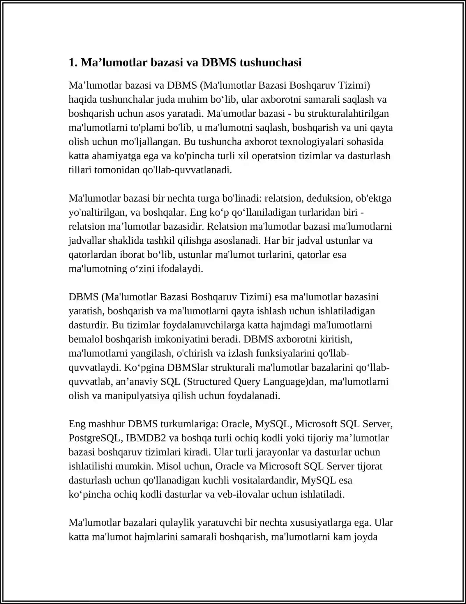 MAʼLUMOTLAR BAZASINI BOSHQARISH TIZIMLARI 3