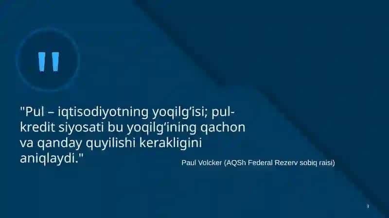 Davlatning pul- kredit siyosati va uni moliya bozoriga ta'siri va ahamiyatı 3