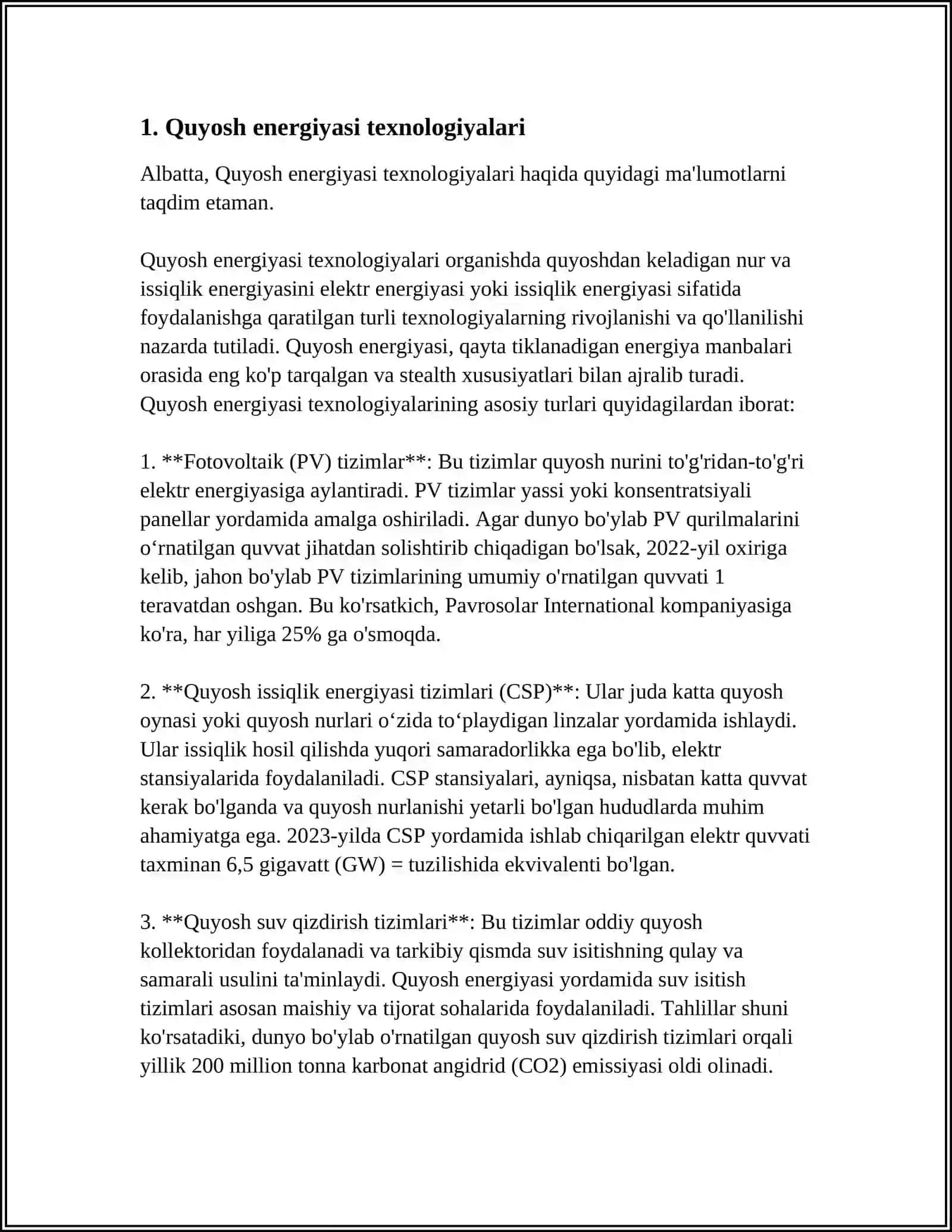 Quyosh energiyasi texnologiyalari 3