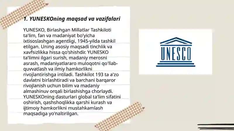 YUNESKO va YUNESKO O'zbekiston 3