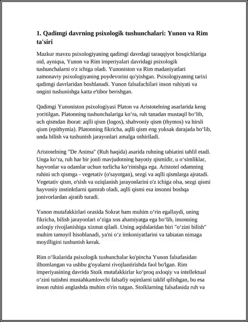 Qadimgi davrning psixologik tushunchalari: Yunon va Rim ta'siri 3