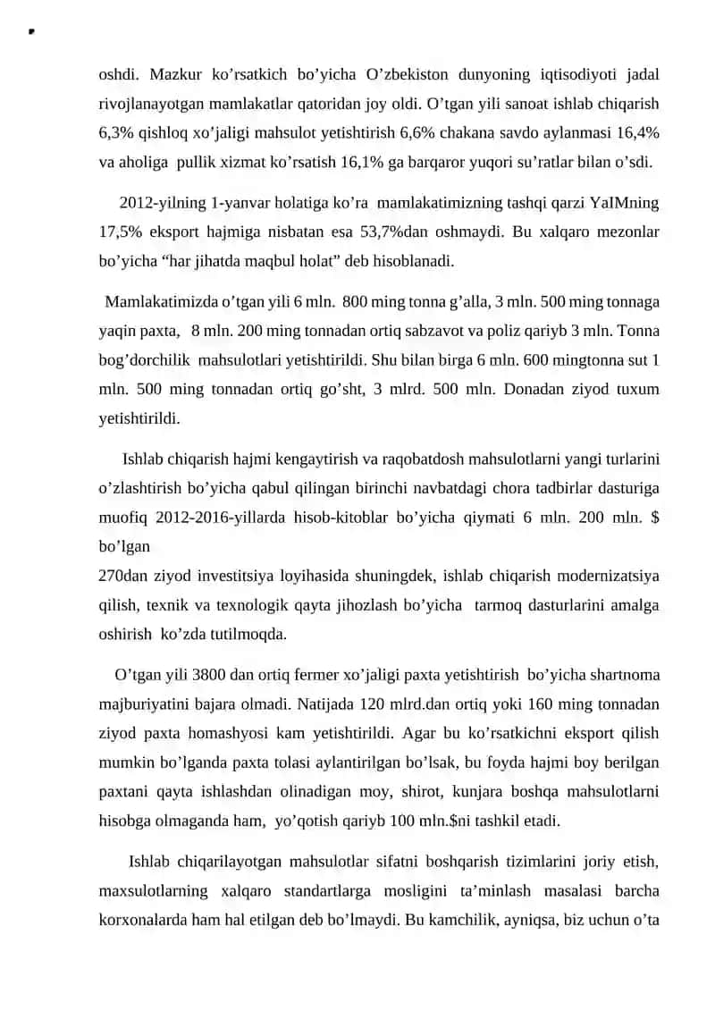 MITAN PAXTA ZAVODI OAJ MAHSULOT SIFATINI TASHKIL ETISH MEZONLARI 3