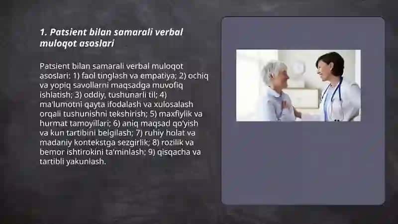 Patsient bilan verbal muloqot ko‘nikmalari 3