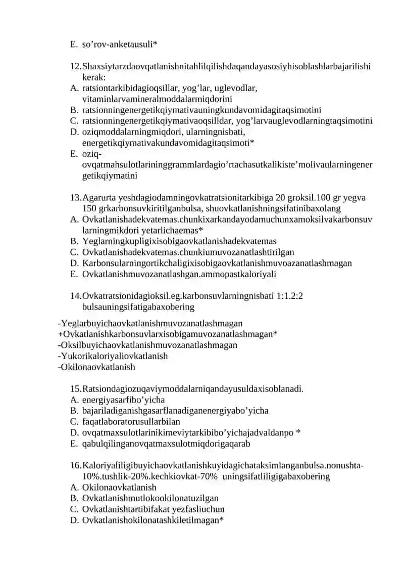 GIGIENAEKOLOGIYABILAN, HGFANIDAN 1TAJAVOBLITESTLAR 3
