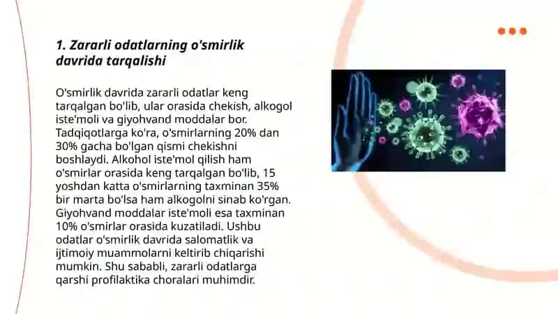 Zararli odatlari bor o'smirlar va ular bilan olib boriladigan ishlar 3