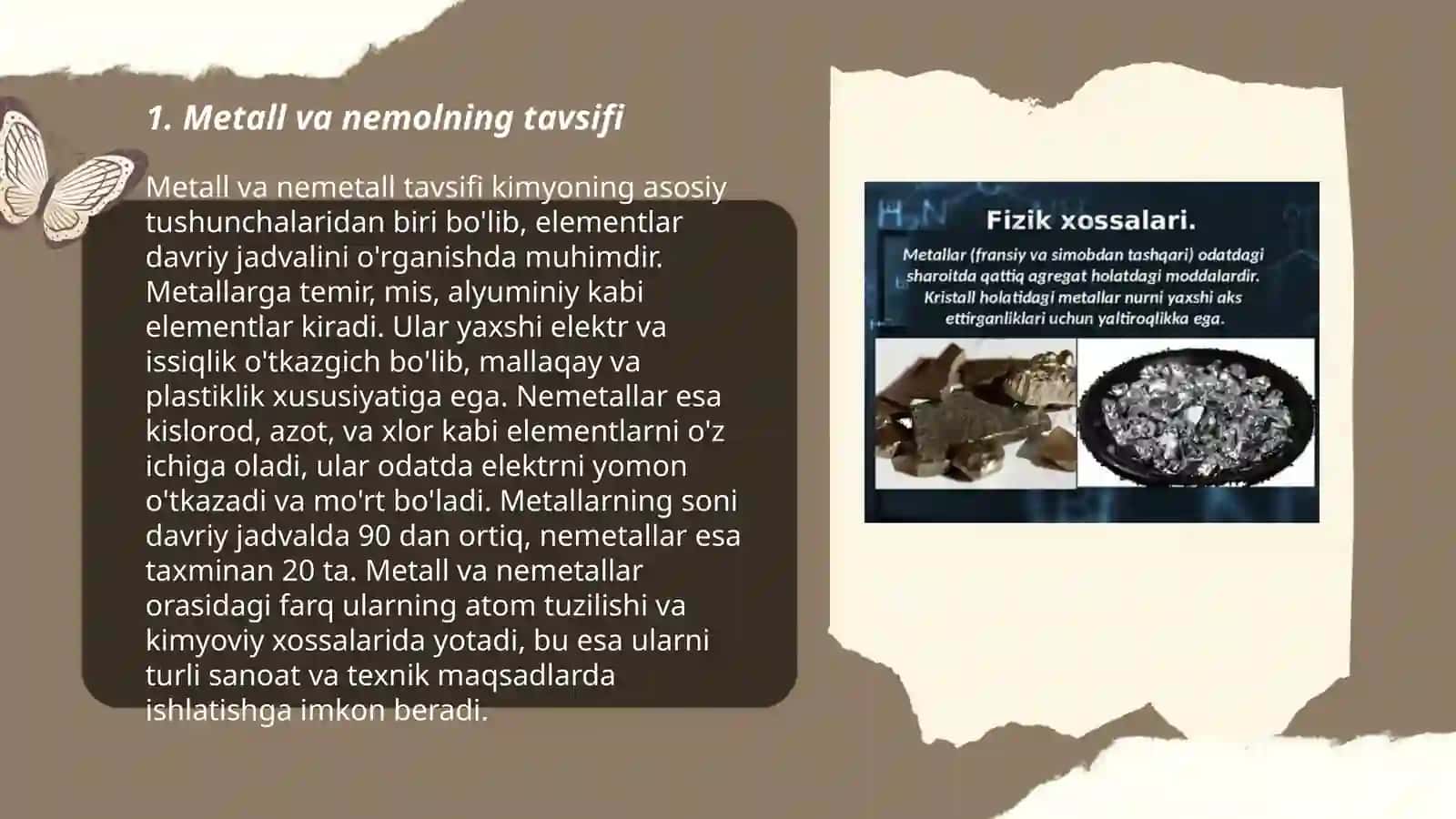 Metall va nometall haqida umumiy ma'lumotlar 3