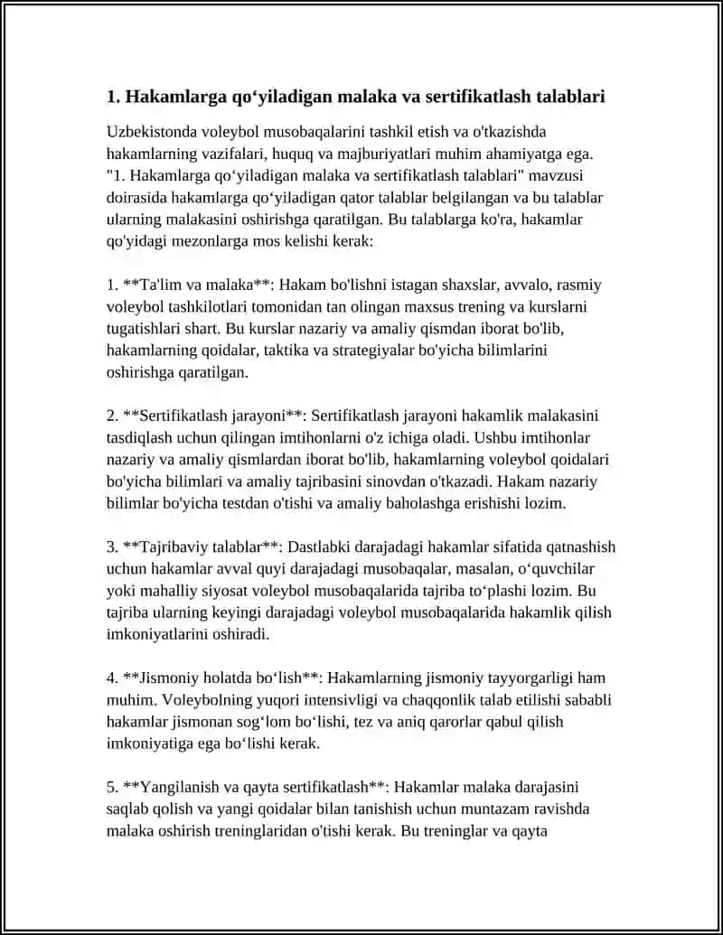 VOLEYBOL MUSOBAQALARNI TASHKIL ETISH VA O‘TKAZISHDA HAKAMLARNING VAZIFALARI, HUQUQ VA MAJBURIYATLARI 3