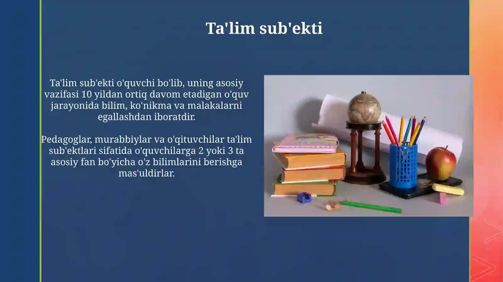 Talim mavzusi talim metodlari va vositalari talimni tashkil etish shakllari va turlari 3
