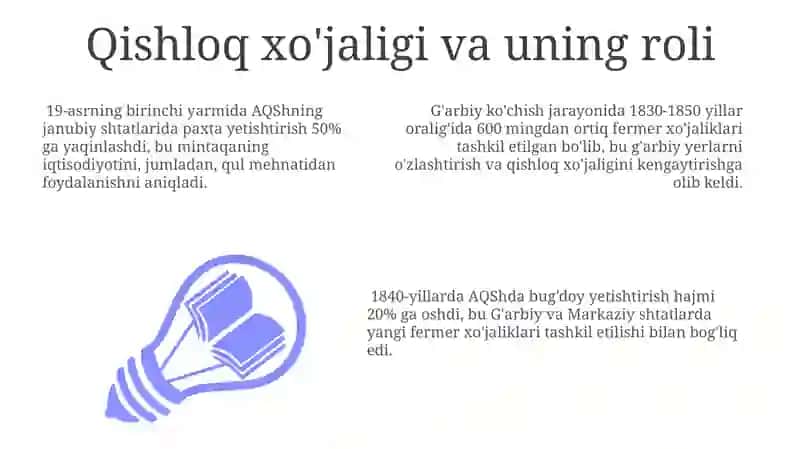 AQSh iqtisodiyoti: 19-asrning birinchi yarmida asosiy tendentsiyalar 3