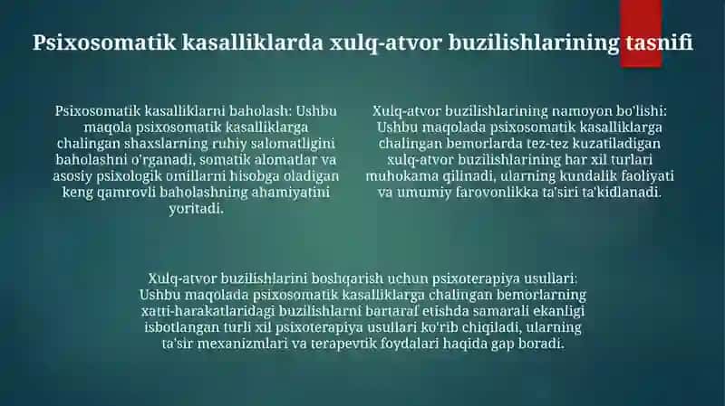Psixosomatik Kasalliklari Bilan Kasallangan Bemorlarining Xulq Atvor Buzilishlari Abbos 3