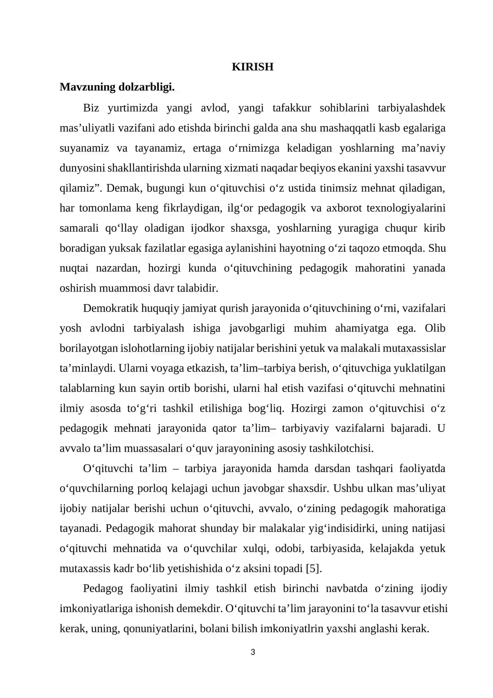 "O‘QITUVCHIGA QO‘YILADIGAN ZAMONAVIY TALABLAR" 3