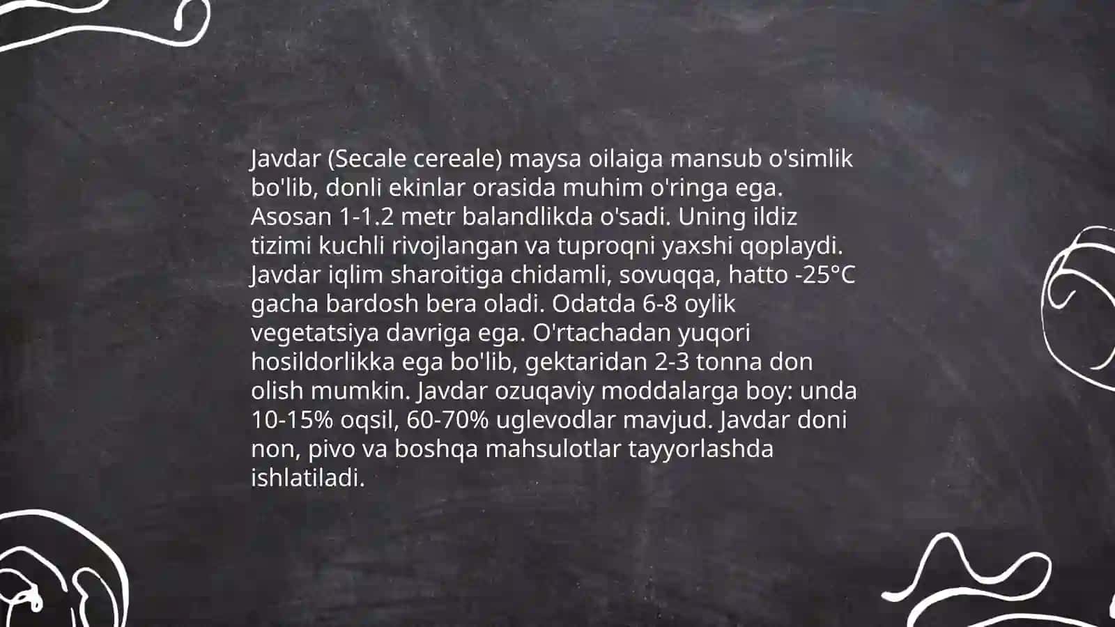 Organik javdar tritakli asosiy turlari morfologik xususiyatlari 3