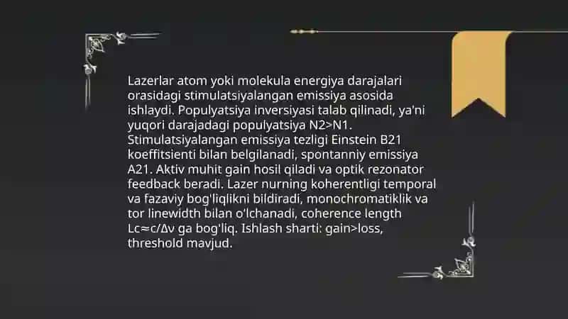 Lazerlar va ulardan tibbiyotda foydalanish 3