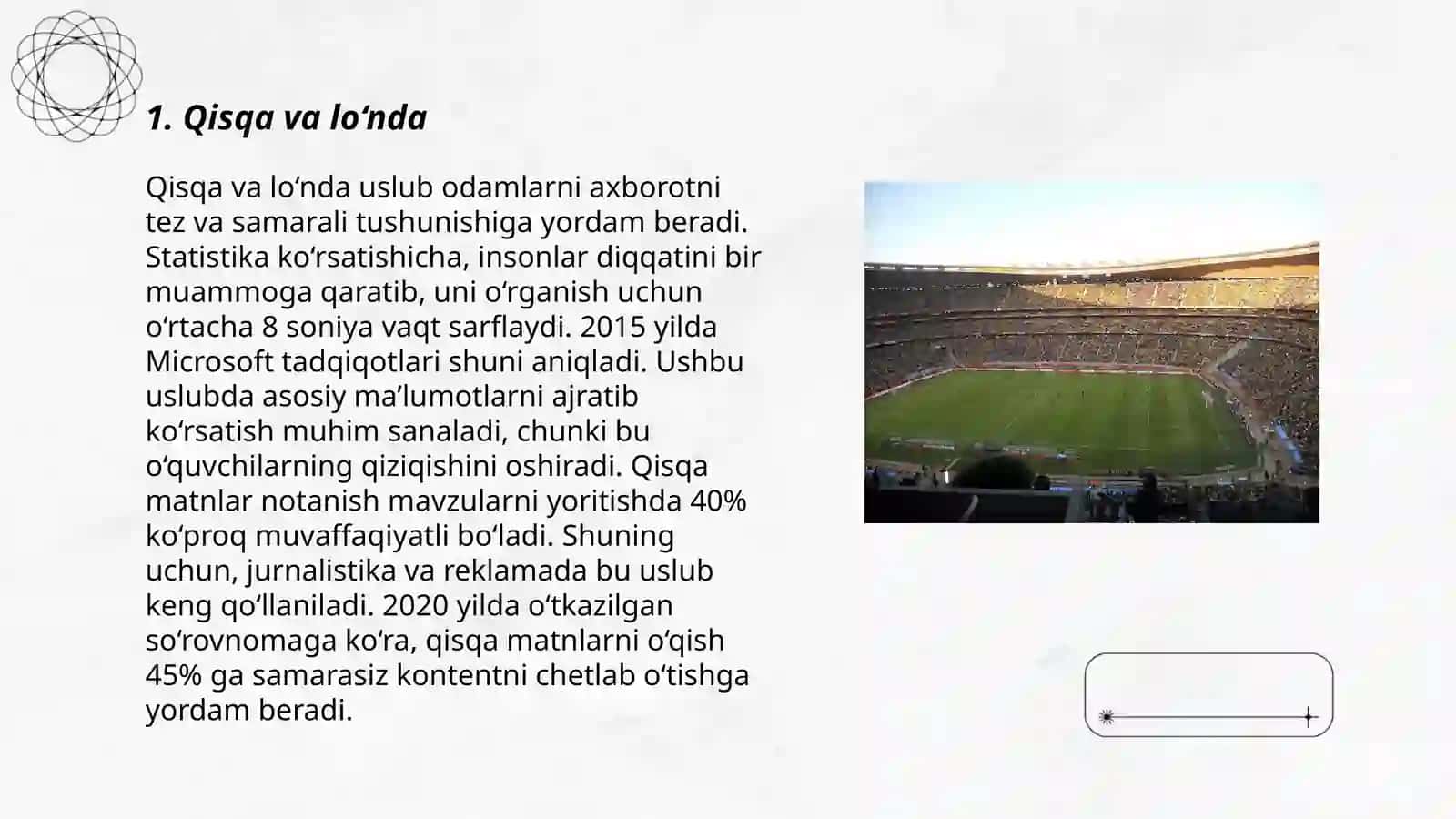 Qisqa va lo'nda uslub 3
