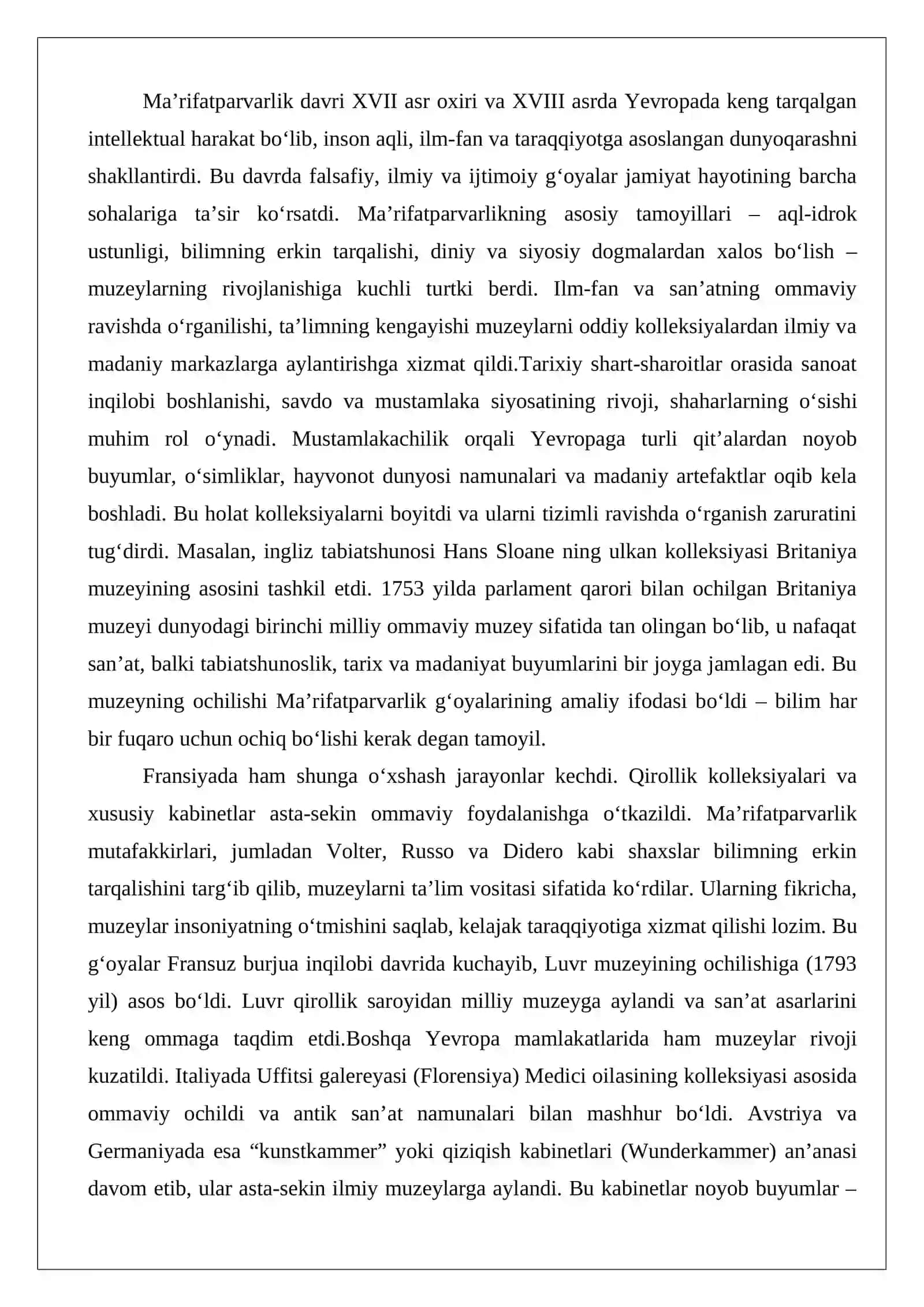 XVIII asrda G‘arbiy Yevropa muzeylari (Germaniya, Avstriya va Italiya) 3