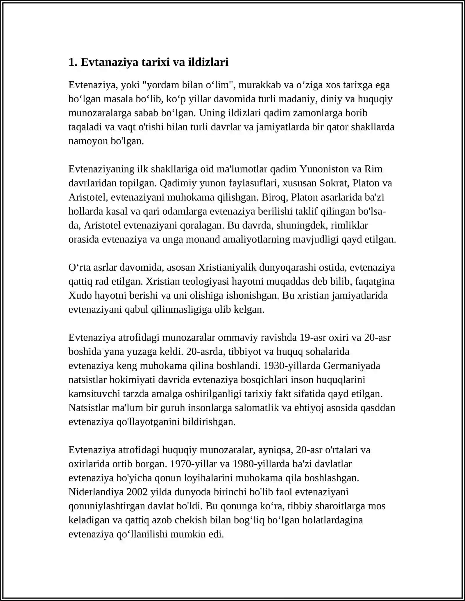 EVTANAZIYA MUAMMOLARI 3