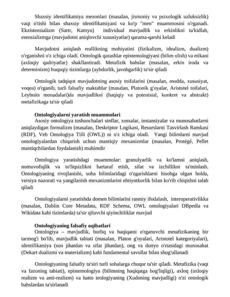 Ontologiyaning asosiy tushunchalari va masalalari 3