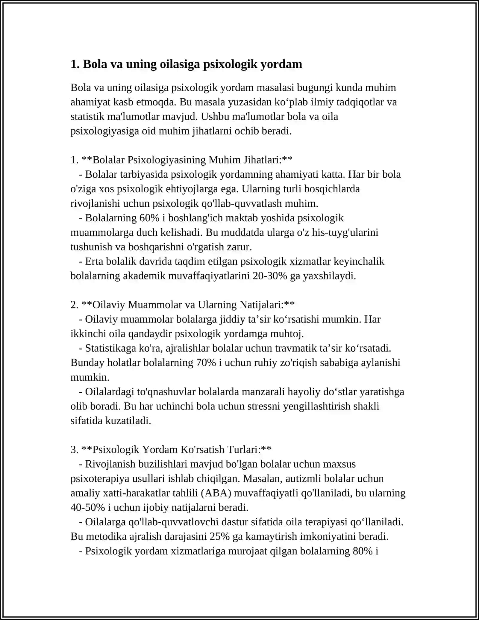 Bola va uning oilasiga yordam dasturini yozishda - komondali yondashum 3