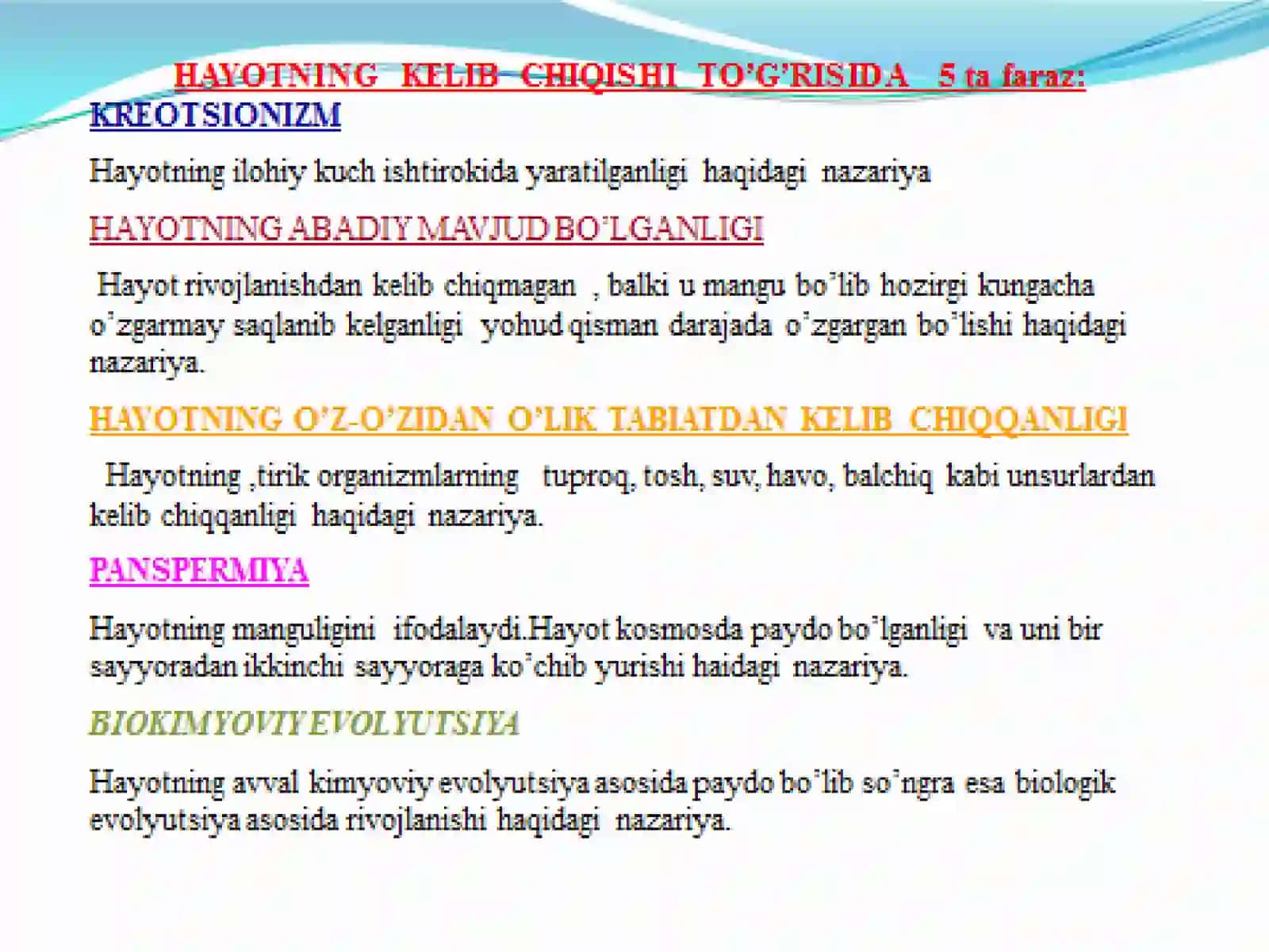 Yerda hayotning paydo bo’lishi va rivojlanishi 3