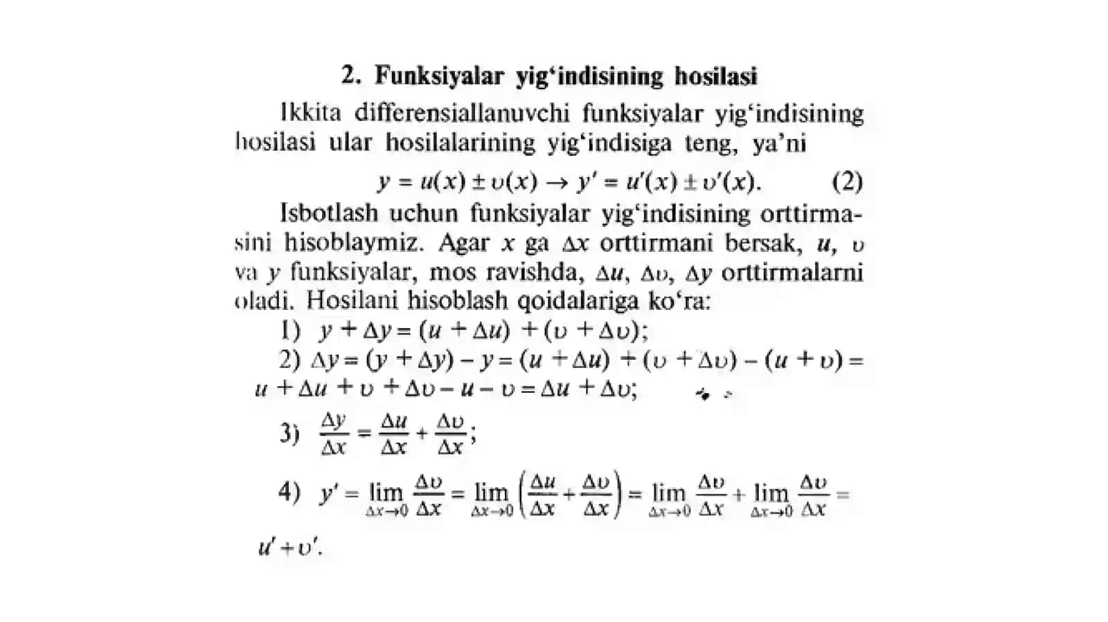 Differensiallash qoidalari: ko‘paytma va bo‘linmaning hosilasi 3
