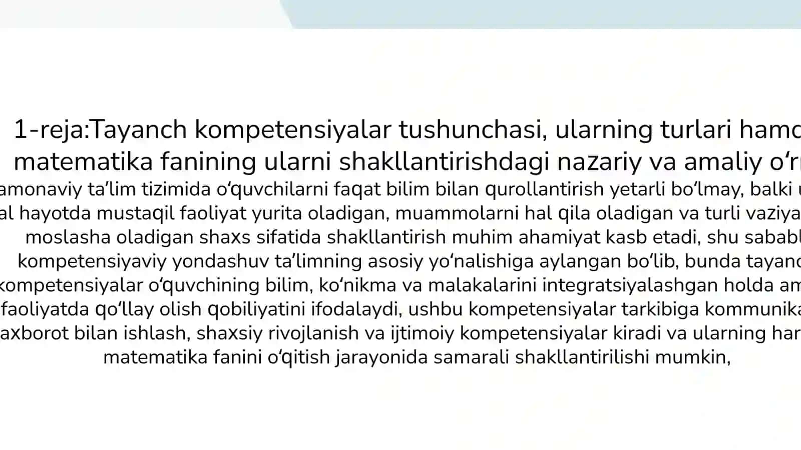 Matematika fani orqali o’quvchilarda tayanch kompetensiyalarni rivojlantirish bo’yicha ishlab chiqilgan tavsiyalar. 3