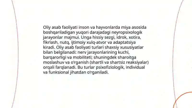 Oliy asab faoliyati tiplari 3