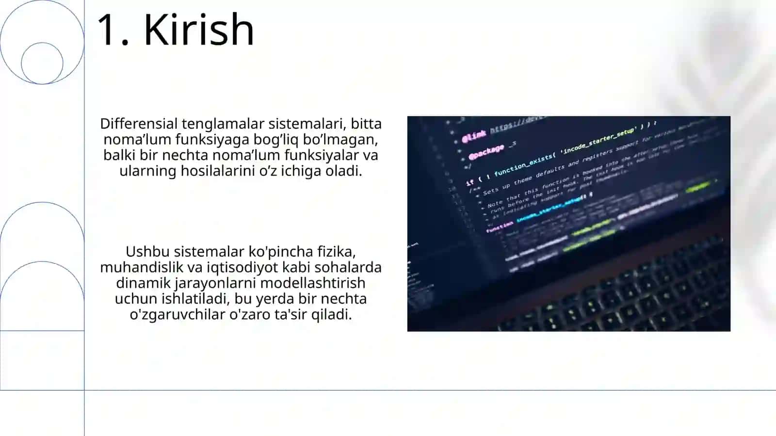 Differensial tenglamalar sistemasining umumiy ko'rinishi 3