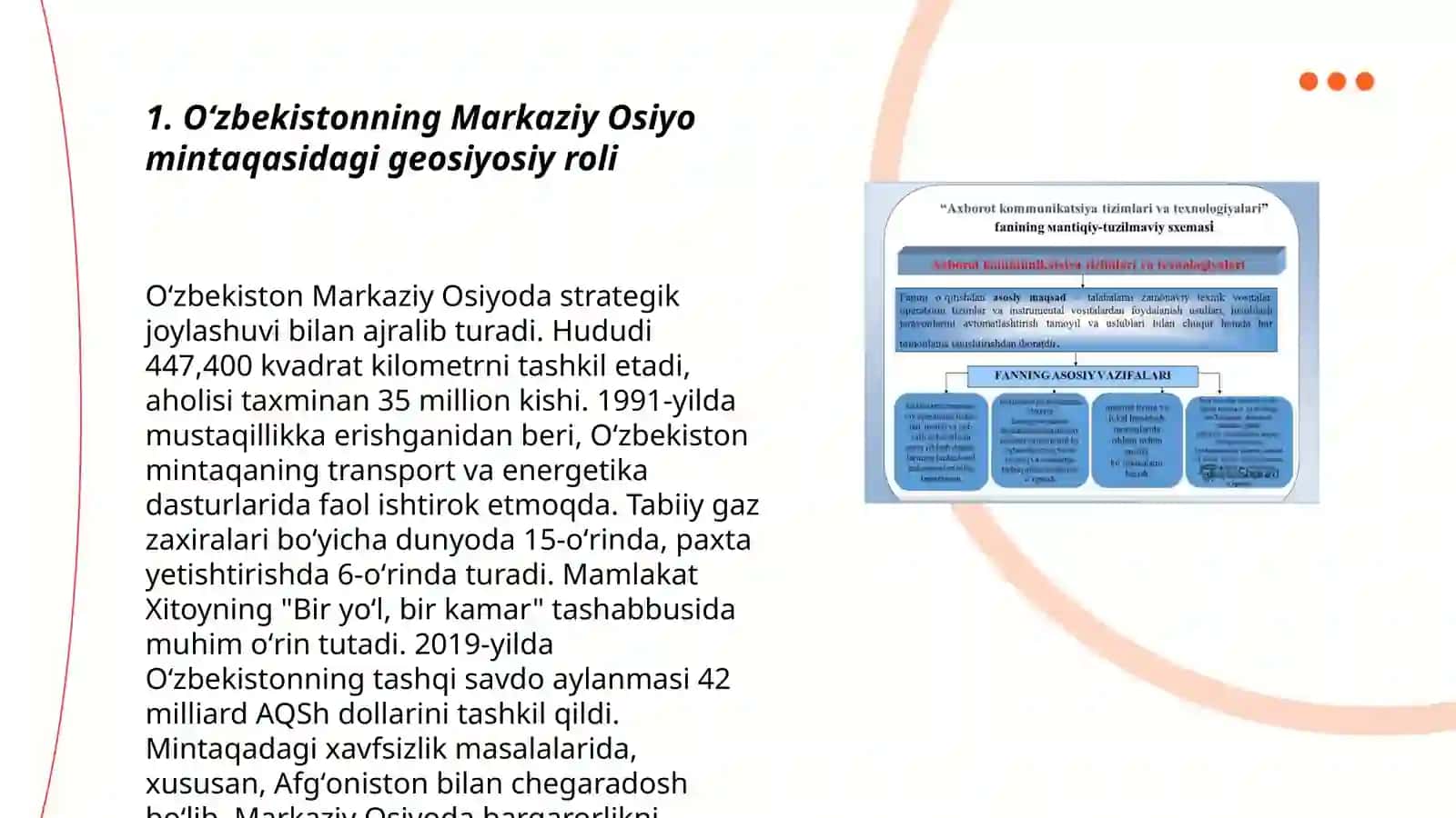 Oʻzbekistonning mintaqada tutgan oʻrni va salohiyati 3