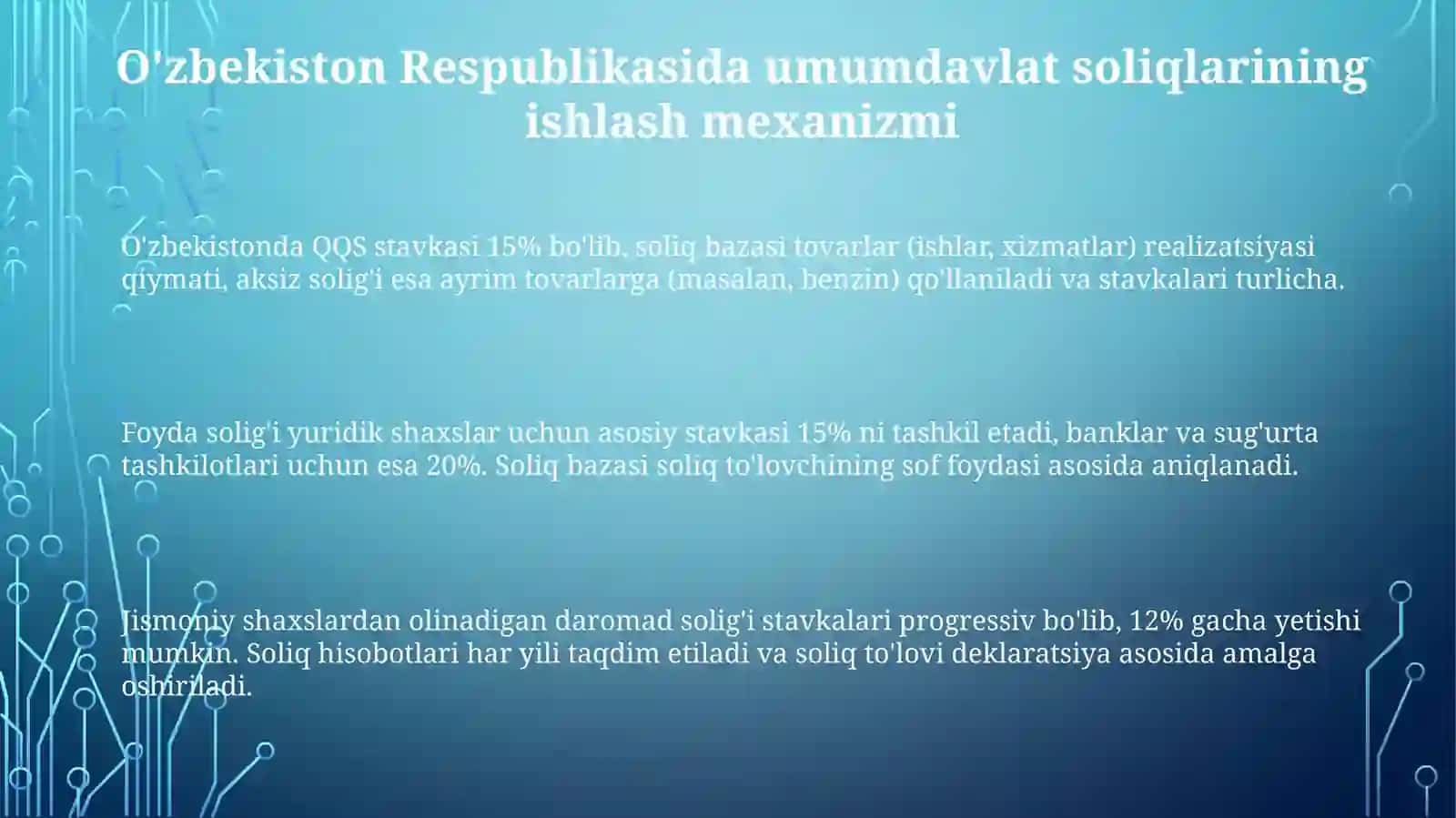 O'zbekiston Respublikasida Umumdavlat Soliqlari: Asosiy Tushunchalar va Mexanizmlar 3